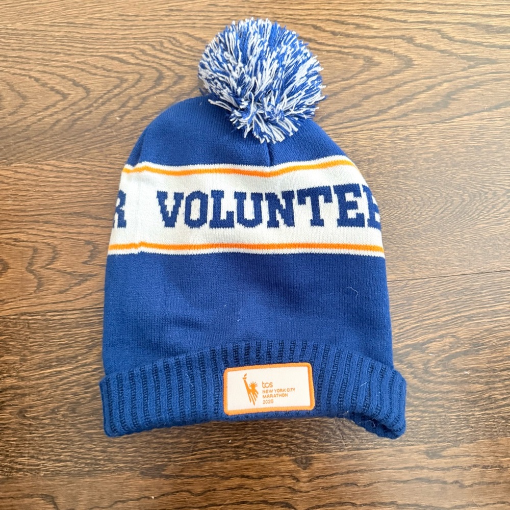 New York City Marathon Blue and White Pom-Pom Beanie from New Balance